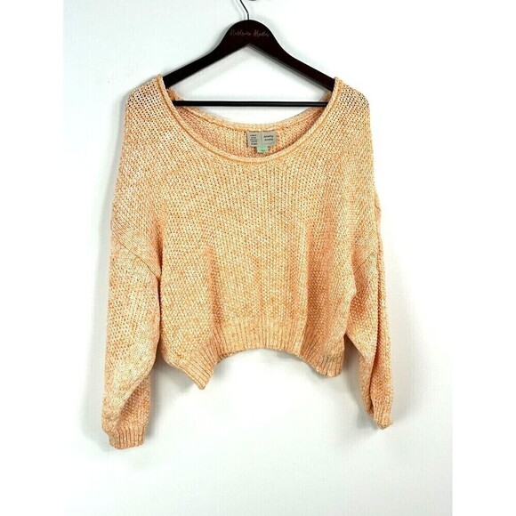 Anthropologie Saturday Sunday Talula Sweater Womens Large Orange Slouchy Cropped - Picture 3 of 11